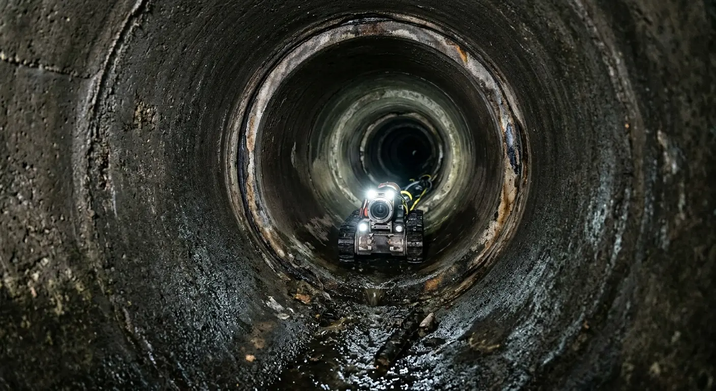 Robotic sewer camera inspecting pipe interior for Sewer Line Repair in Grandview